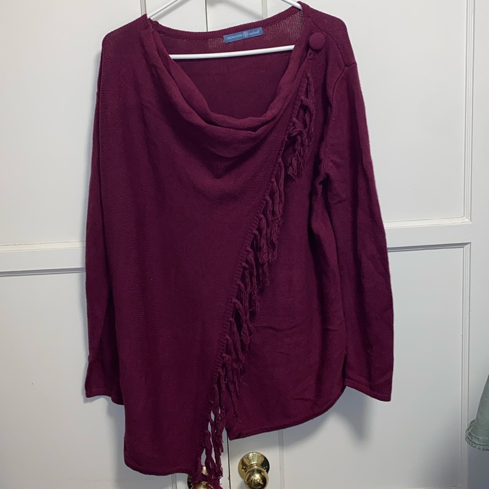 Signature Weekend XL Burgundy Long Cardigan
